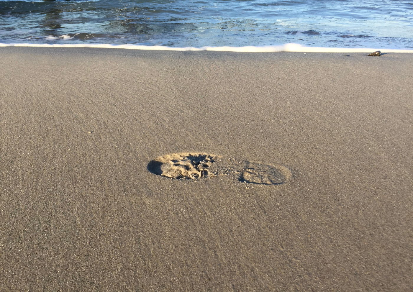 Fussabdruck am Sandstrand von Rerik